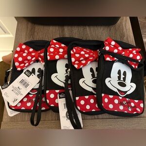 Minnie Mouse Polka Dot Bow Crossbody Wristlet - Black & Red- Lot of 4!!